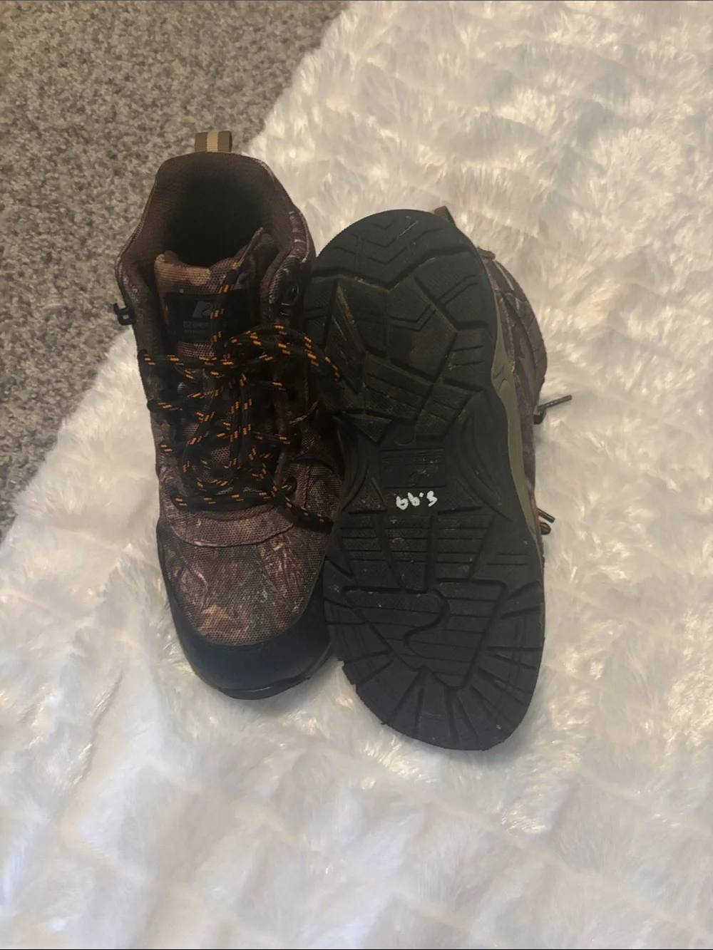 Ozark Trail kids Camo Hunting Boots with Black Toe and Olive Midsole